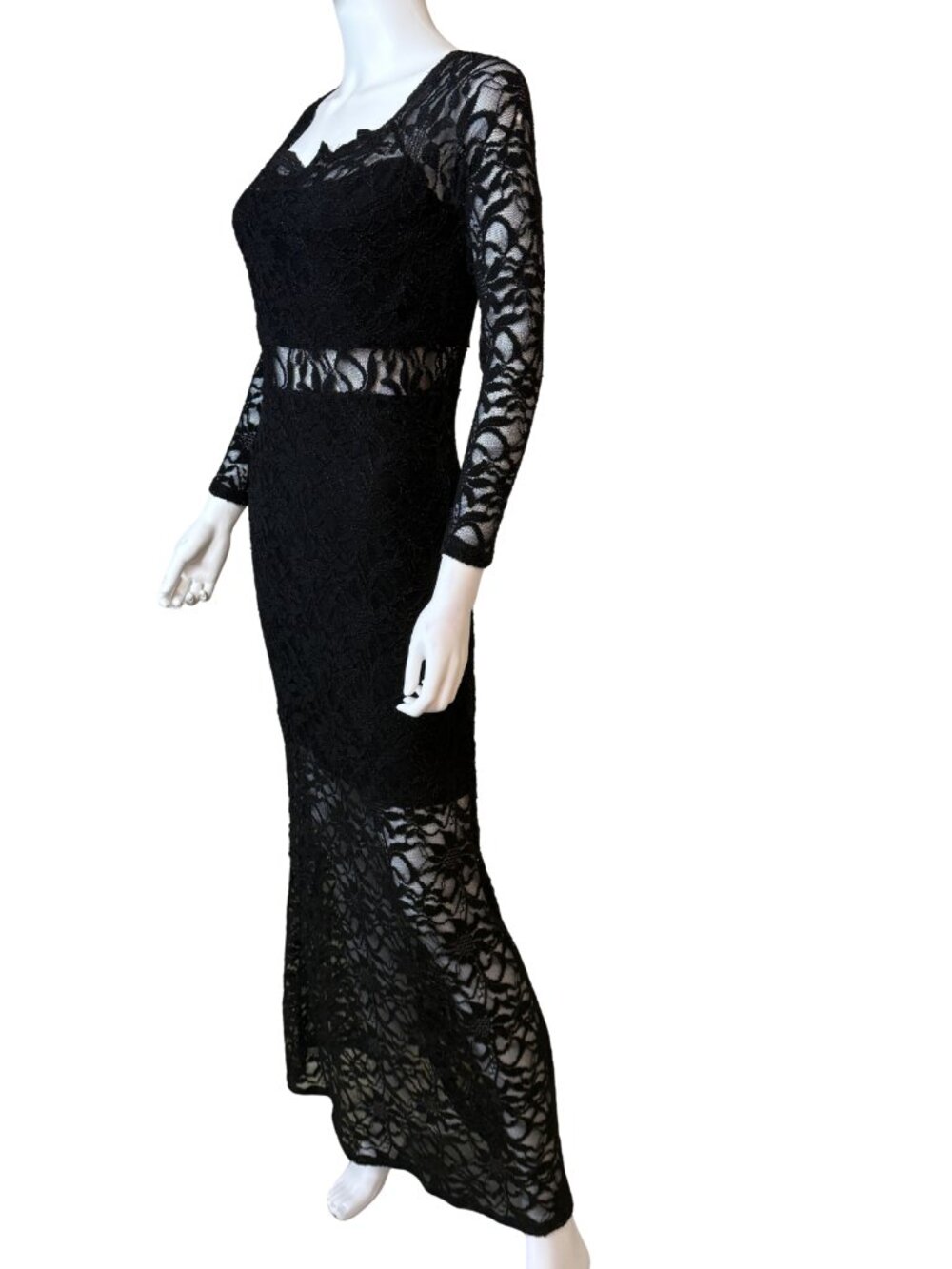 Jump Apparel Black Lace Mermaid Maxi Dress 9/10 Vintage Y2K